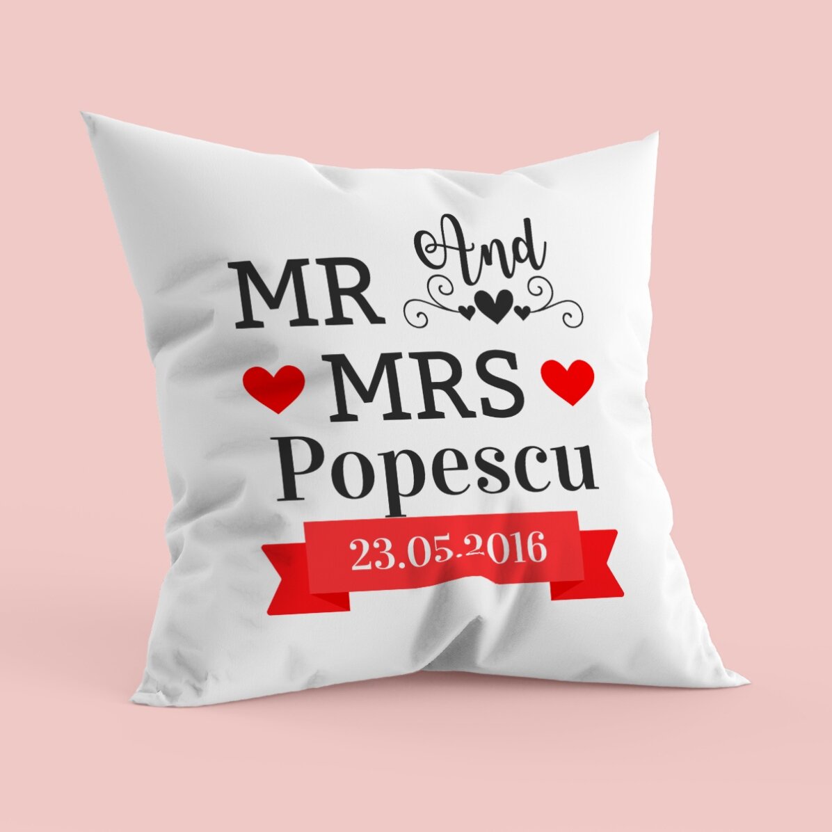 Personalised cushion for couples - Mr and Mrs