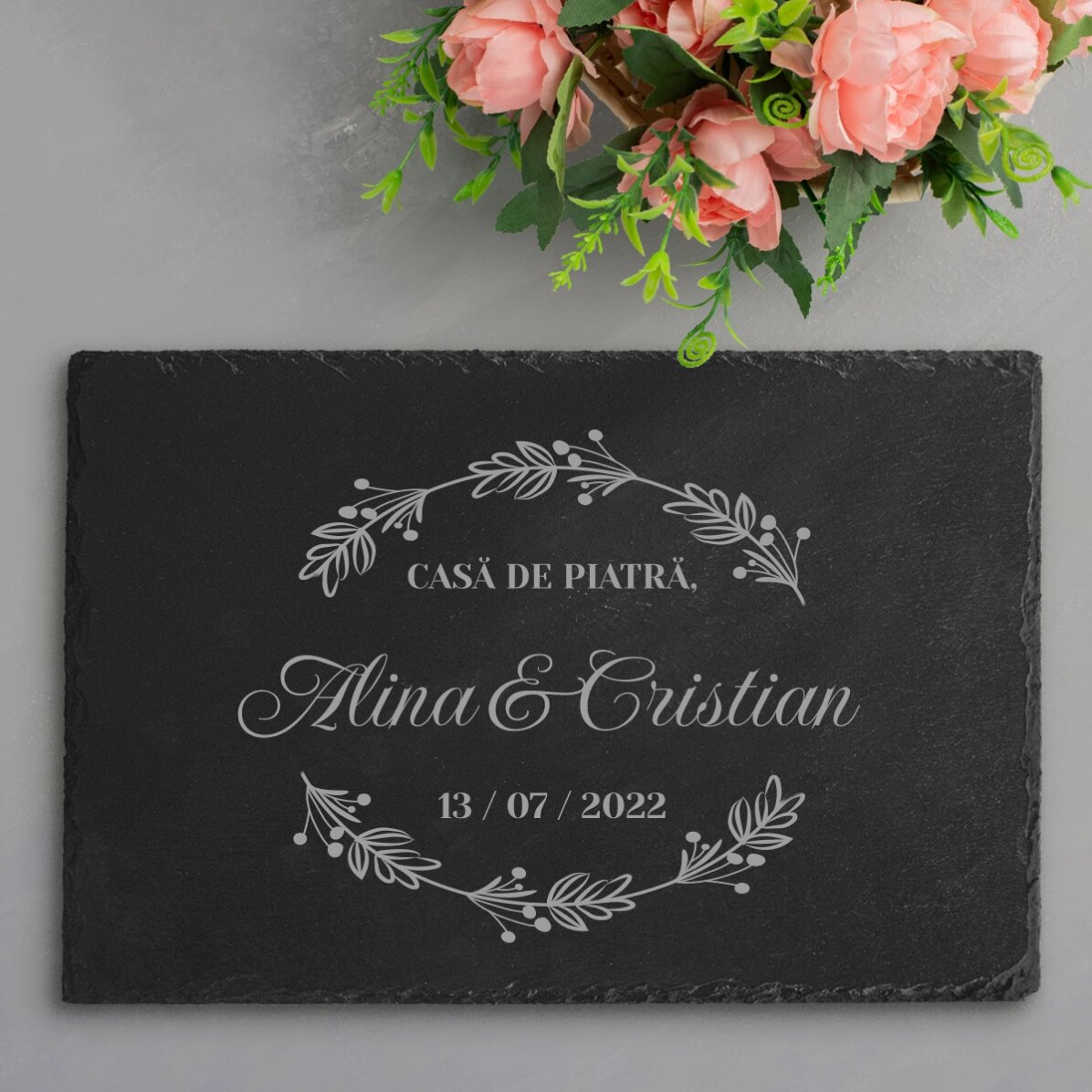 Personalised engraved slate plaque with text - Wedding