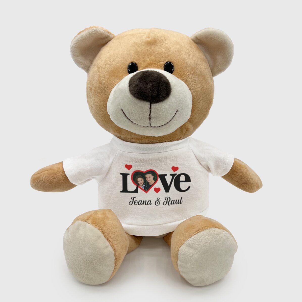 Plus pluszowy miś z imieniem, zdjęciem i napisem – Love