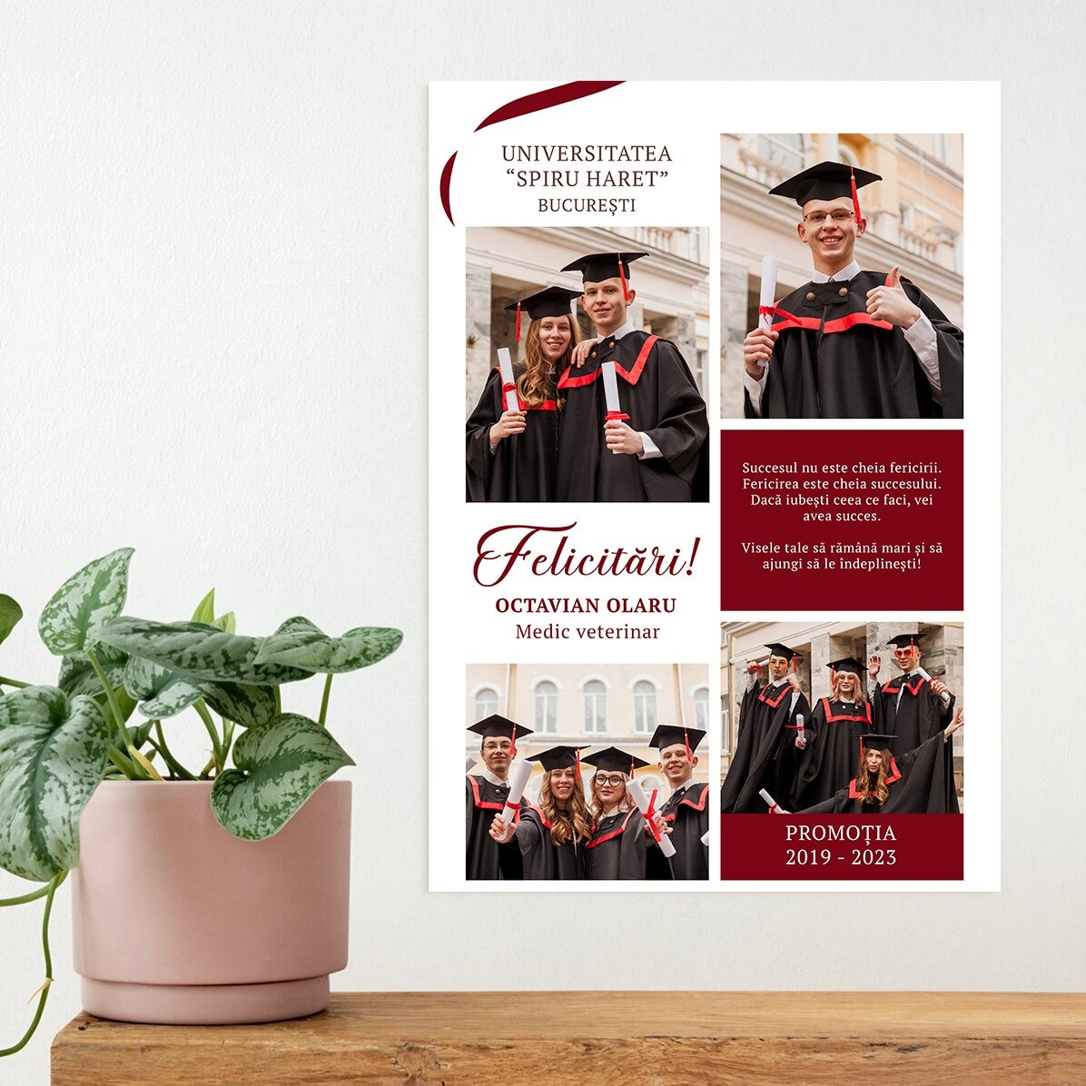 Spersonalizowany plakat z 4 zdjęciami i napisem – Ukończenie szkoły