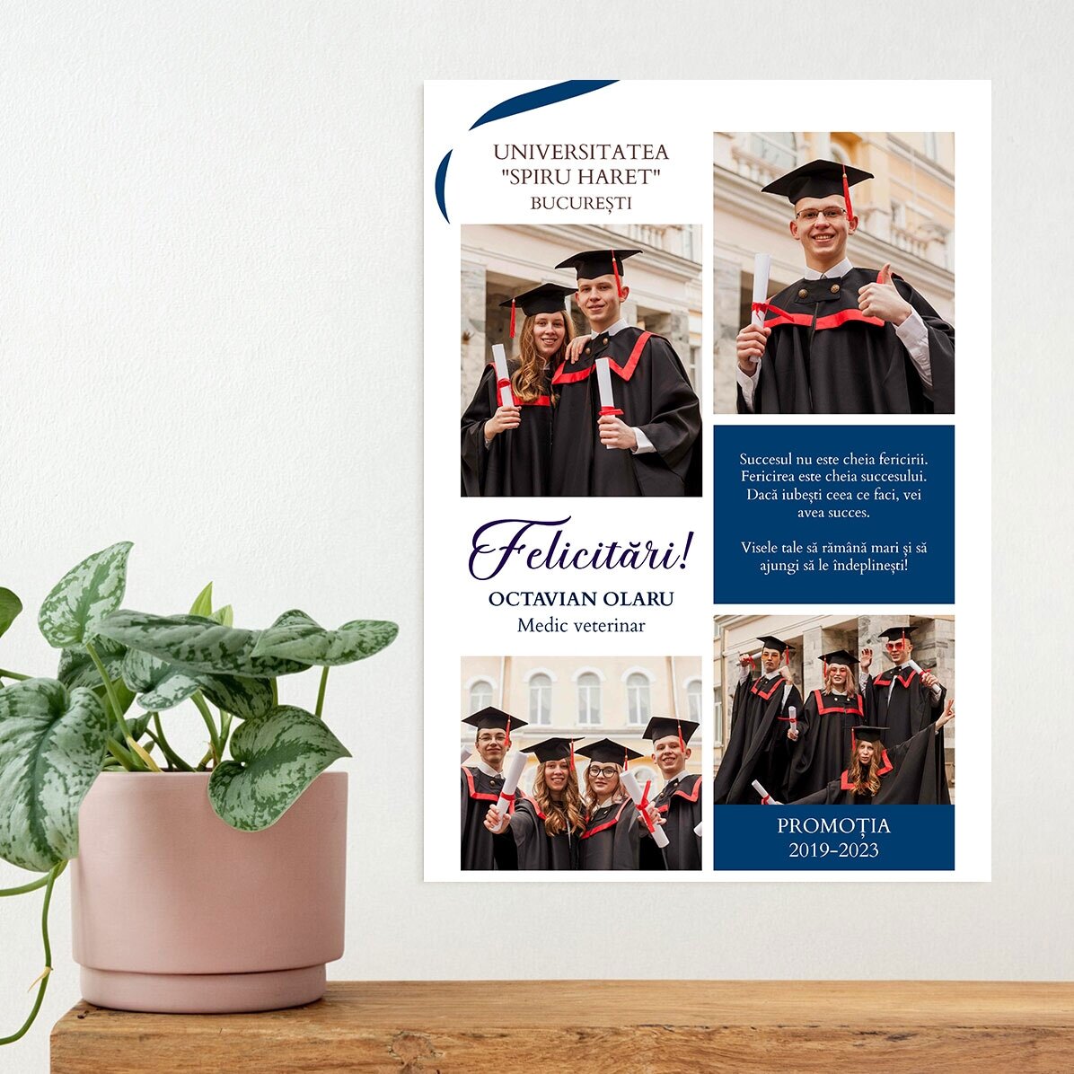 Spersonalizowany plakat z 4 zdjęciami i napisem – Ukończenie szkoły