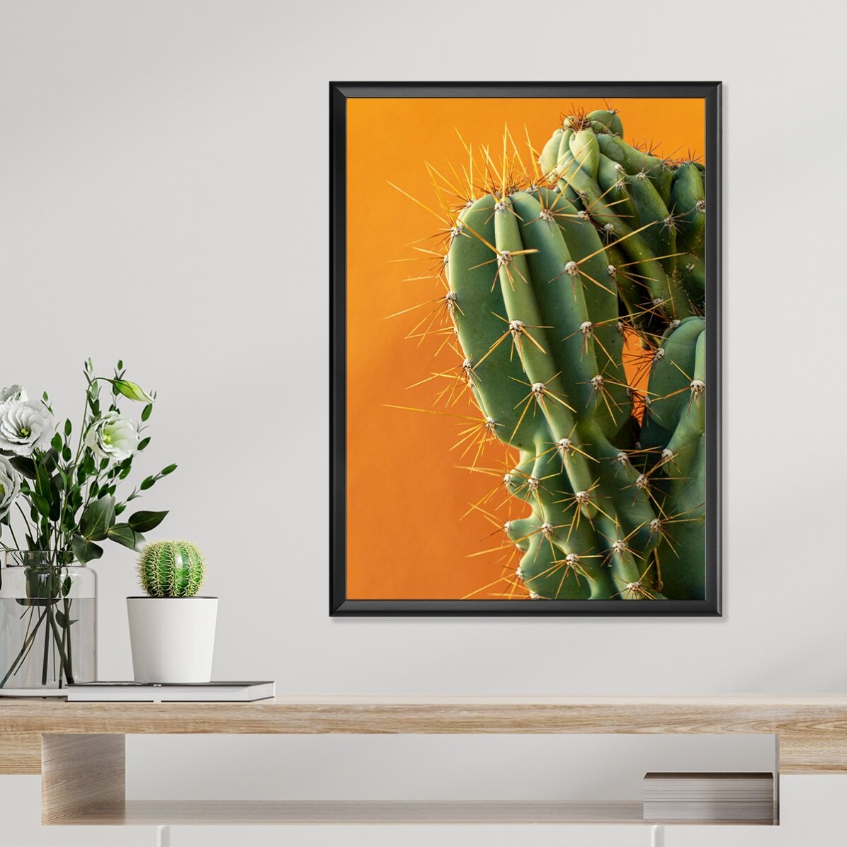 Cactus poster with colourful background