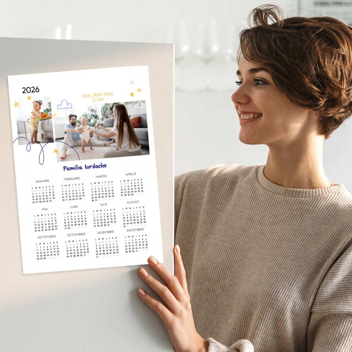 Personalised calendar poster with 2 photos and text - Family