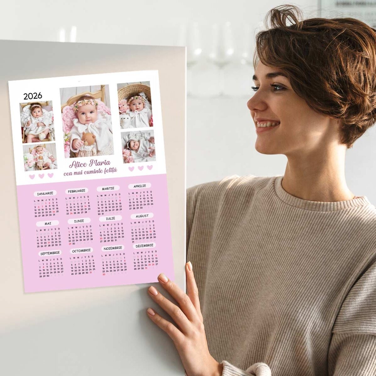 Spersonalizowany plakat-kalendarz z 5 zdjęciami i tekstem – Baby