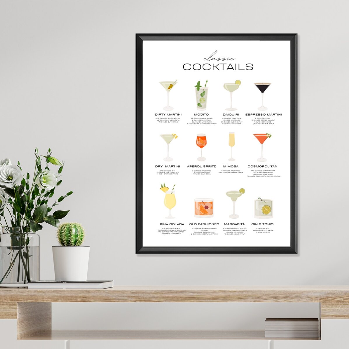 Plakat z menu koktajli