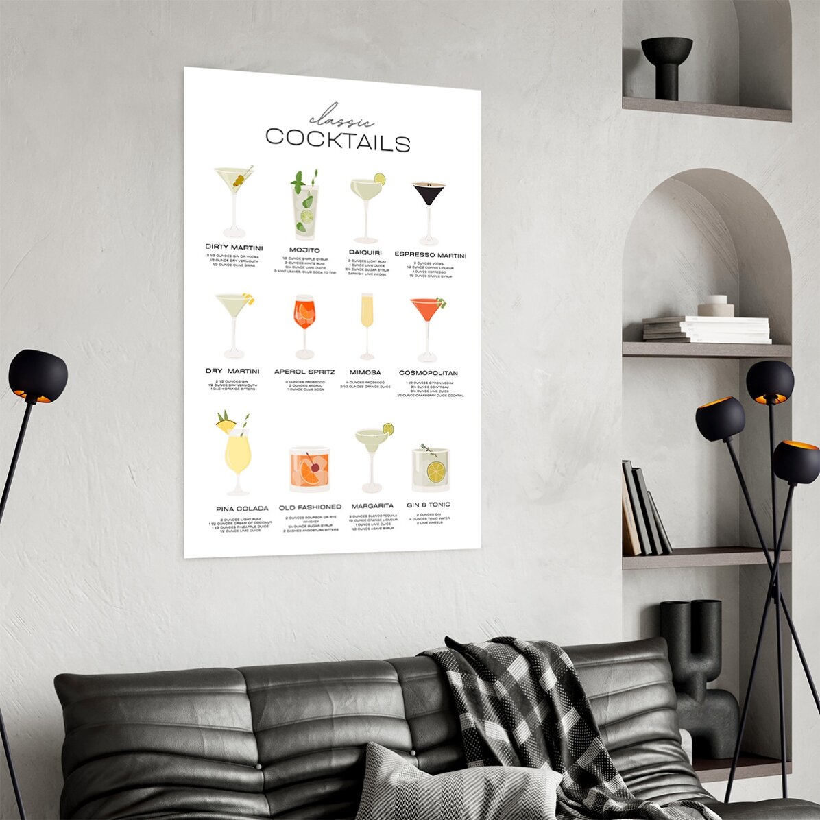 Plakat z menu koktajli