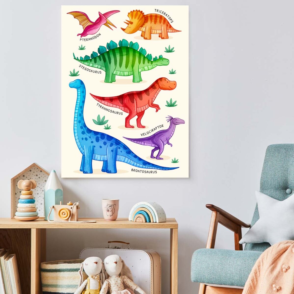 Plakat z dinozaurami