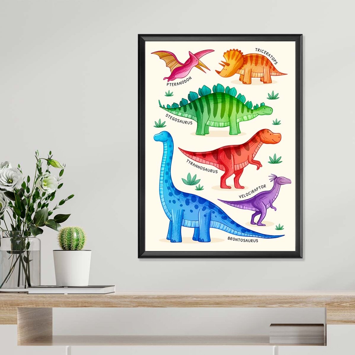 Plakat z dinozaurami