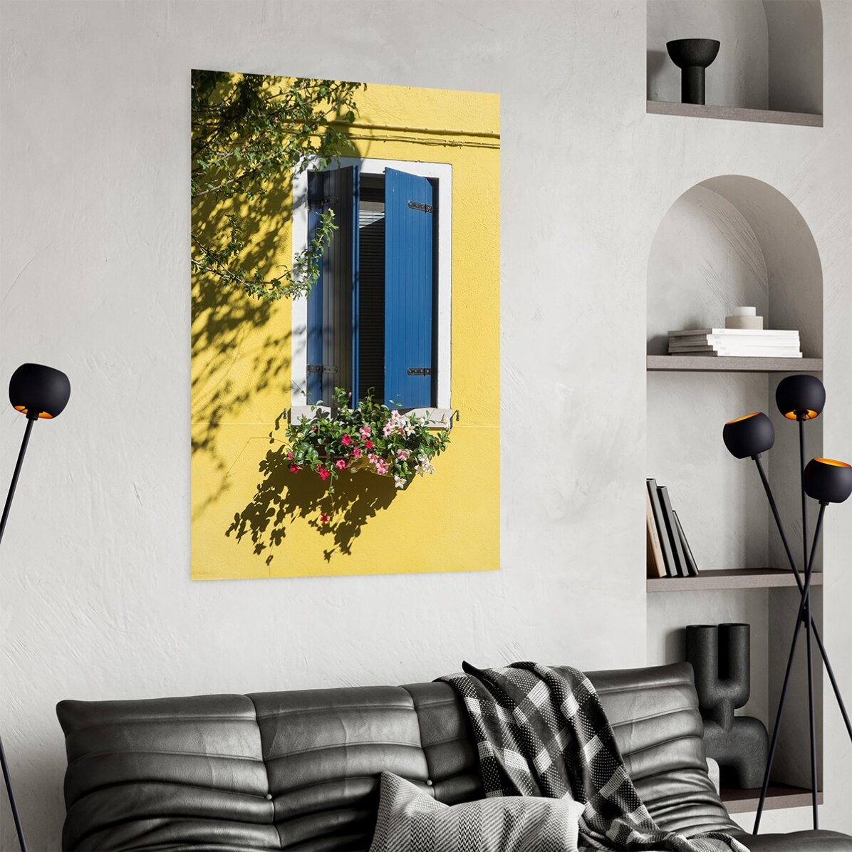 Plakat „Niebieskie okno z kwiatami”