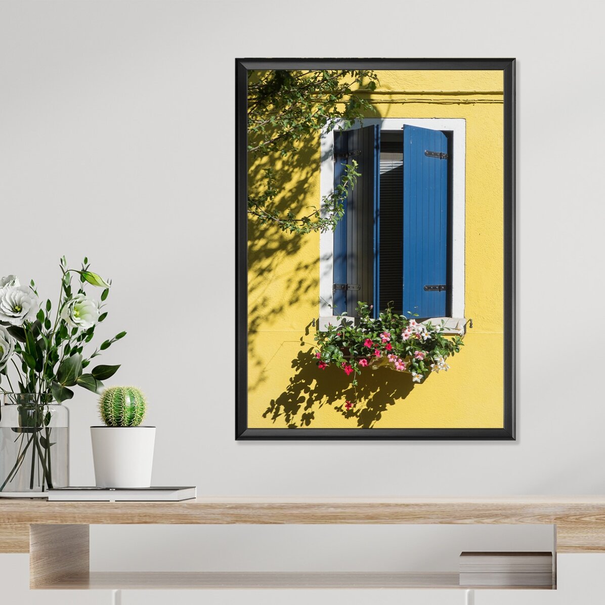 Plakat „Niebieskie okno z kwiatami”