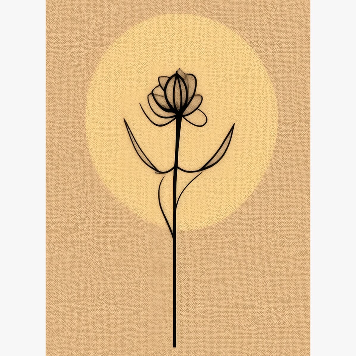 Plakat z minimalistycznym rysunkiem kwiatu w stylu line art