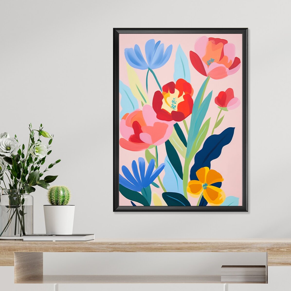 Plakat z ilustracją przedstawiającą kolorowe kwiaty, rysunek nr 2