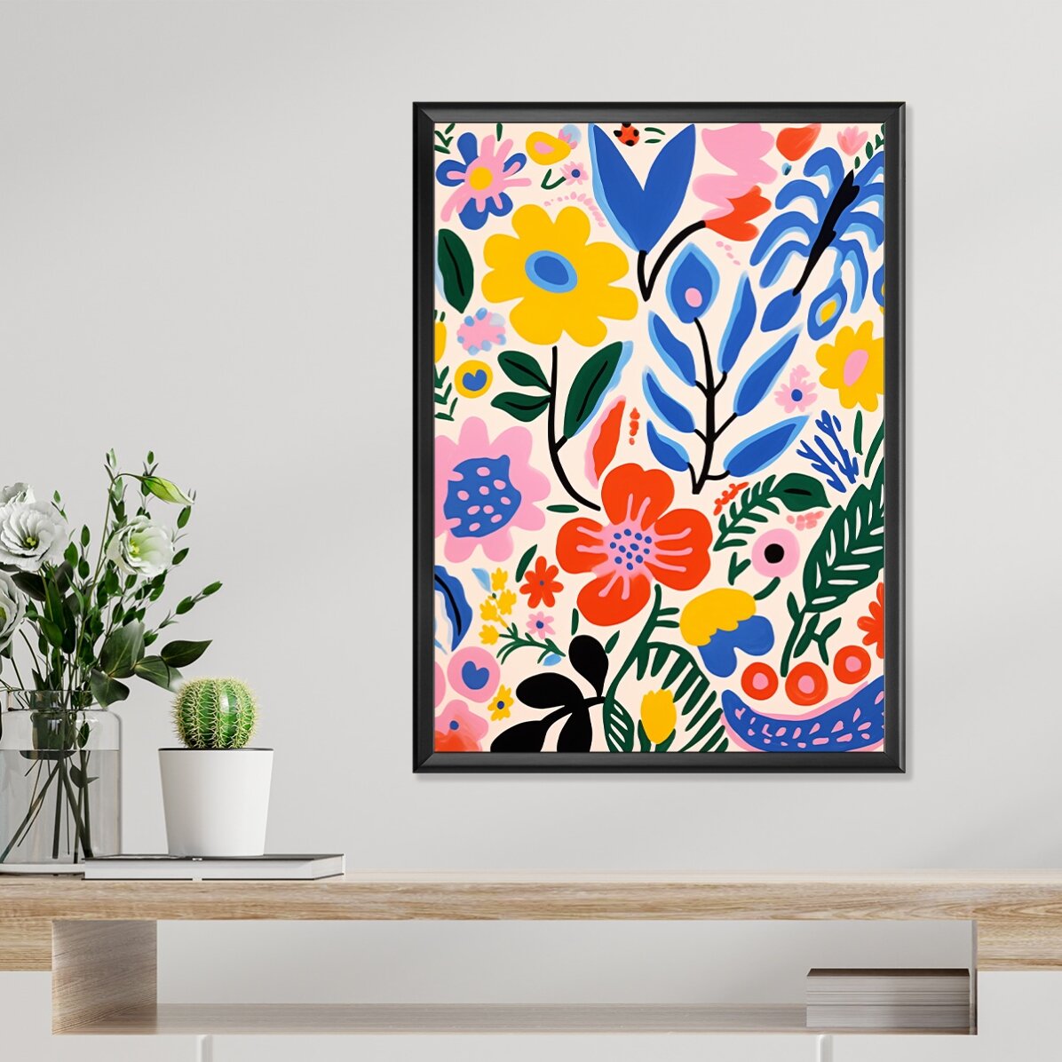 Plakat z ilustracją przedstawiającą kolorowe kwiaty, rysunek nr 3