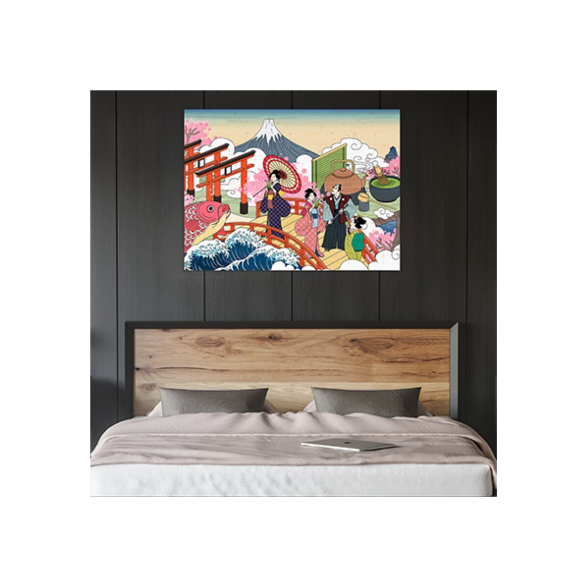Plakat z ilustracją w stylu retro z Japonii