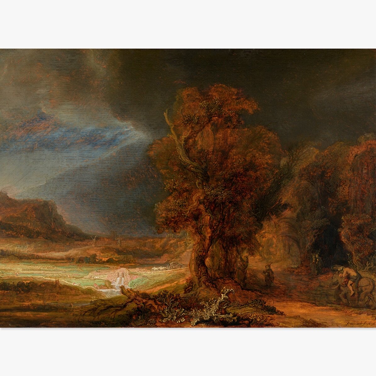 Plakat w formacie poziomym – Rembrandt van Rijn – Krajobraz z dobrym Samarytaninem, 1638