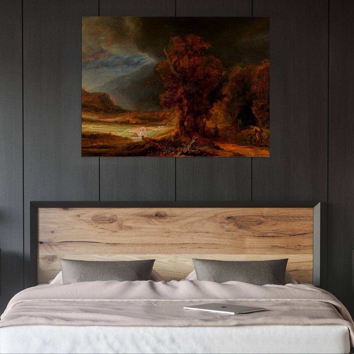 Plakat w formacie poziomym – Rembrandt van Rijn – Krajobraz z dobrym Samarytaninem, 1638