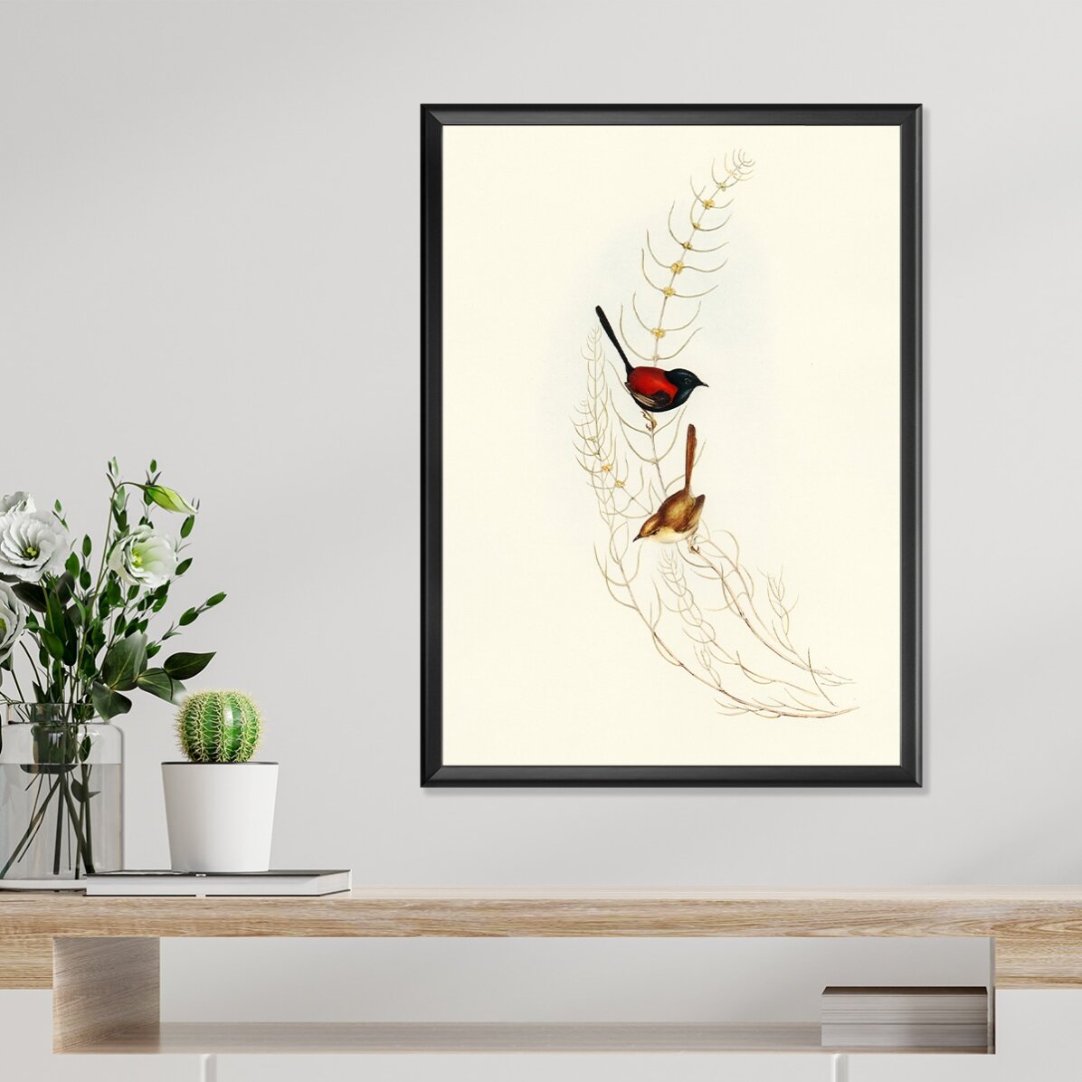 Colourful birds on a branch poster