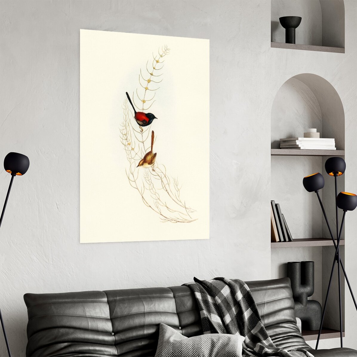 Colourful birds on a branch poster