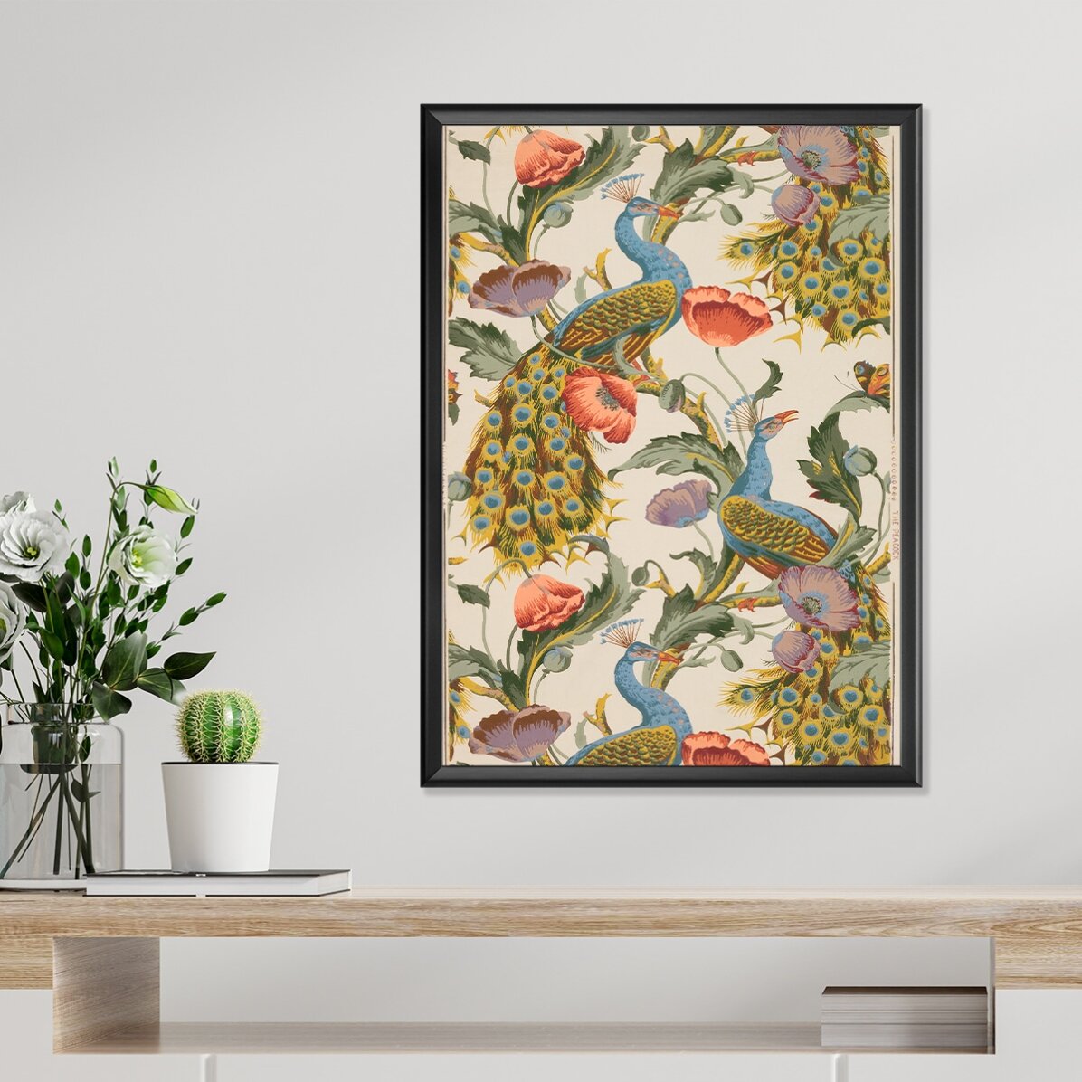 Plakat „Pawie i maki” w stylu vintage