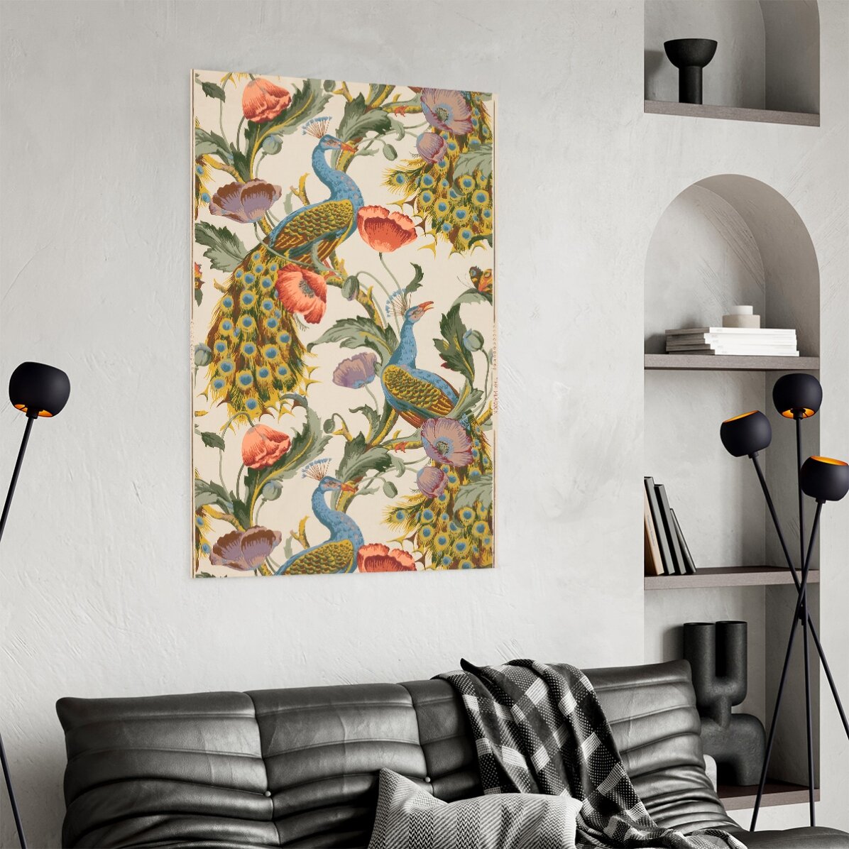 Plakat „Pawie i maki” w stylu vintage