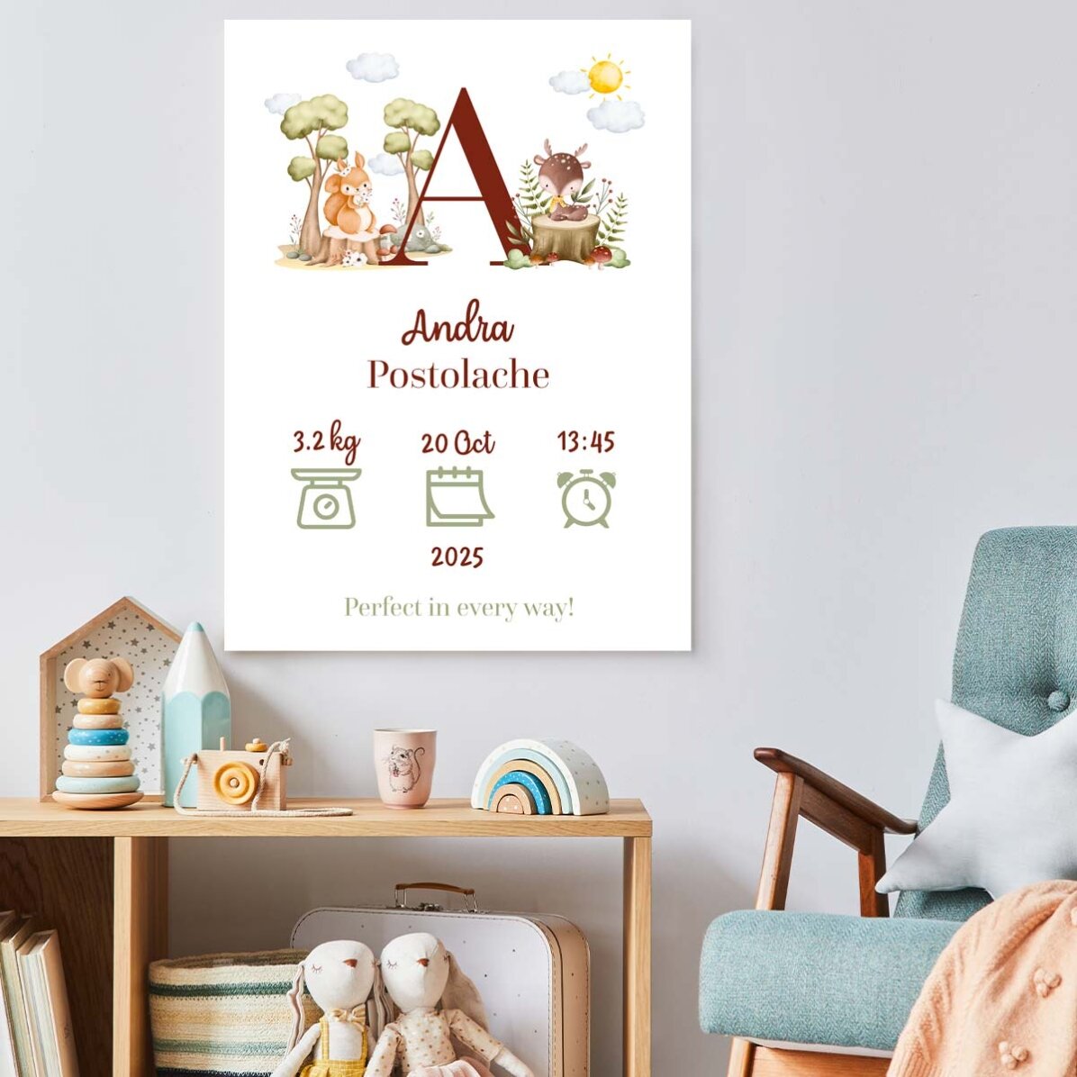Personalised poster with initial and text - Animals