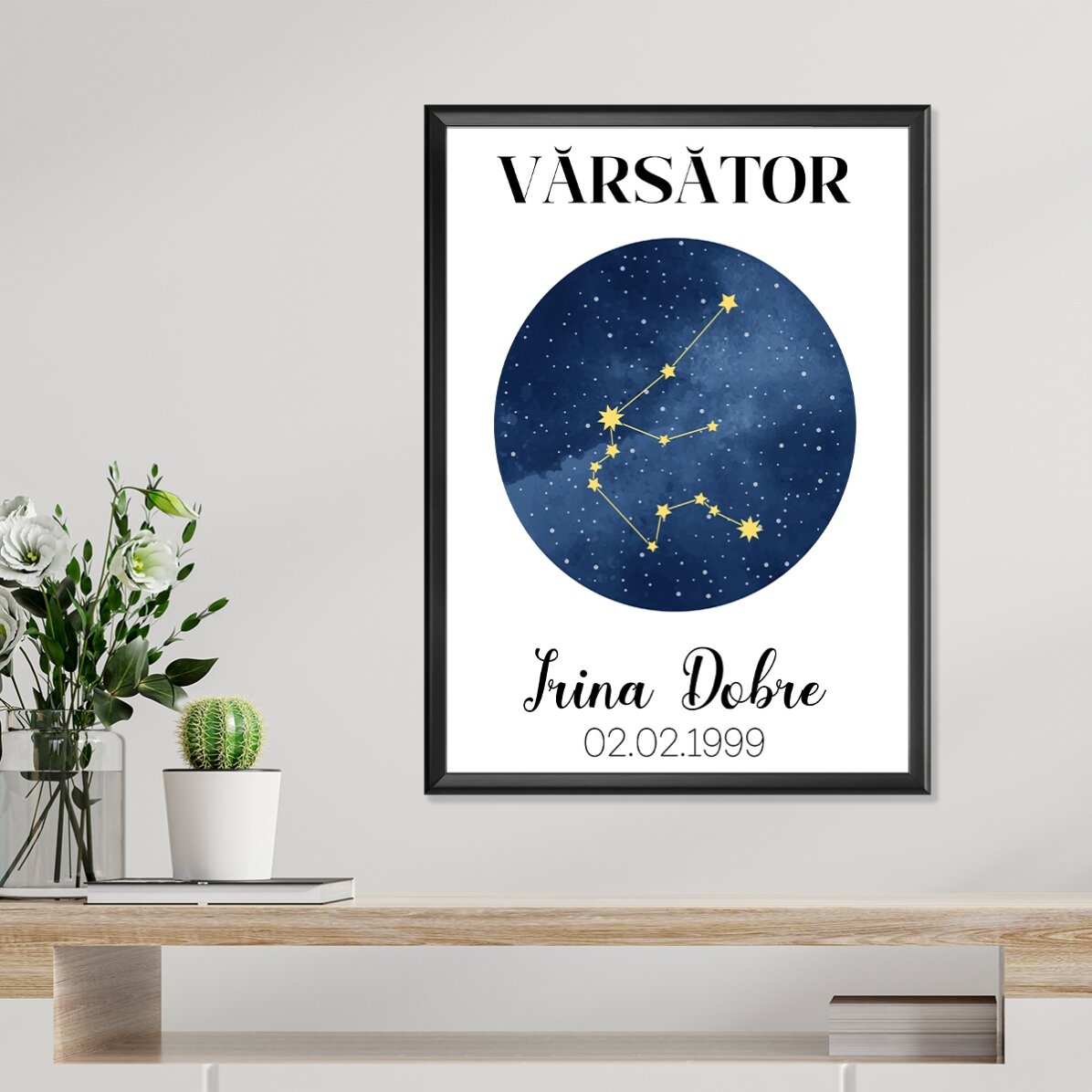 Spersonalizowany plakat z napisem – konstelacja znaku zodiaku Wodnika