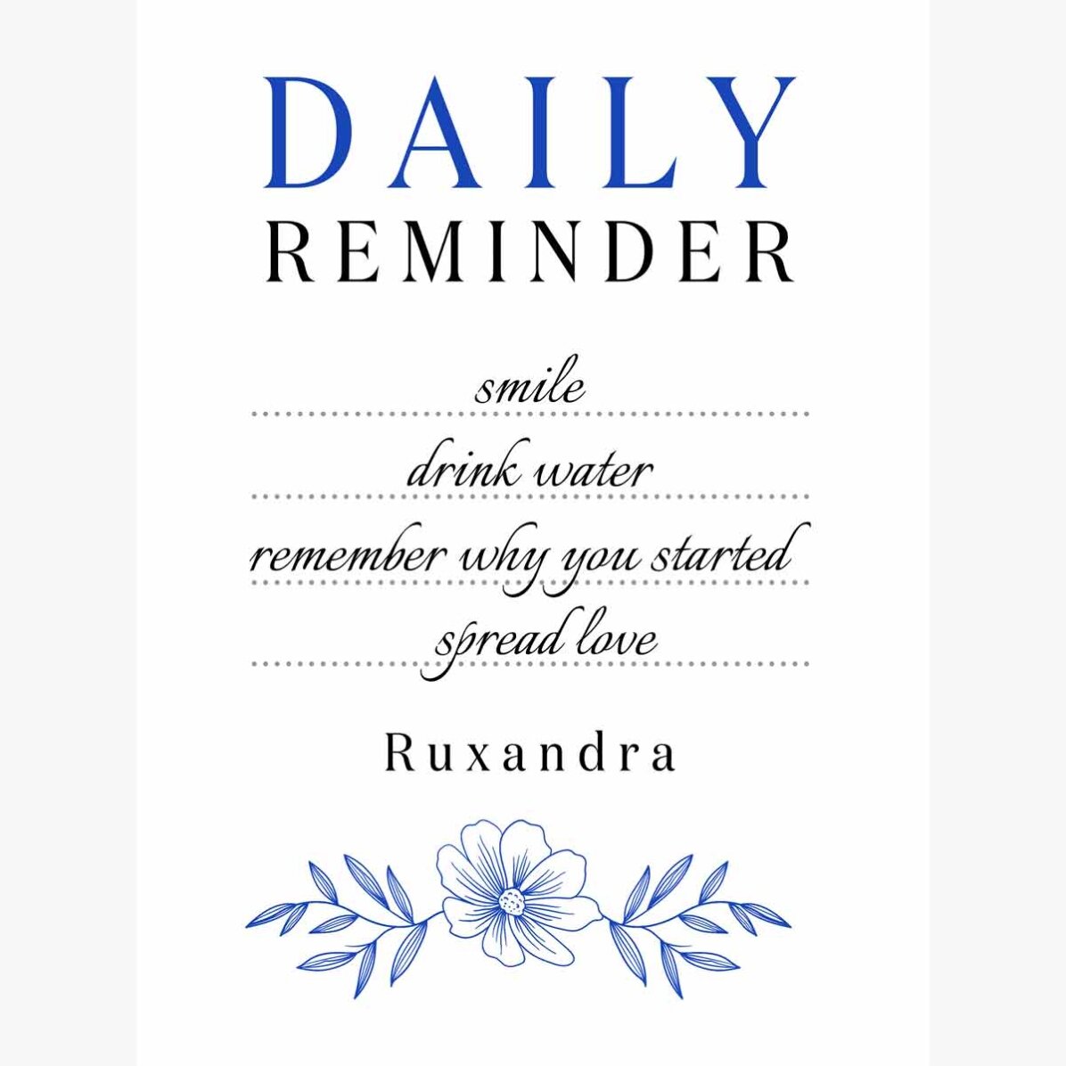 Spersonalizowany plakat z napisem – Daily Reminder