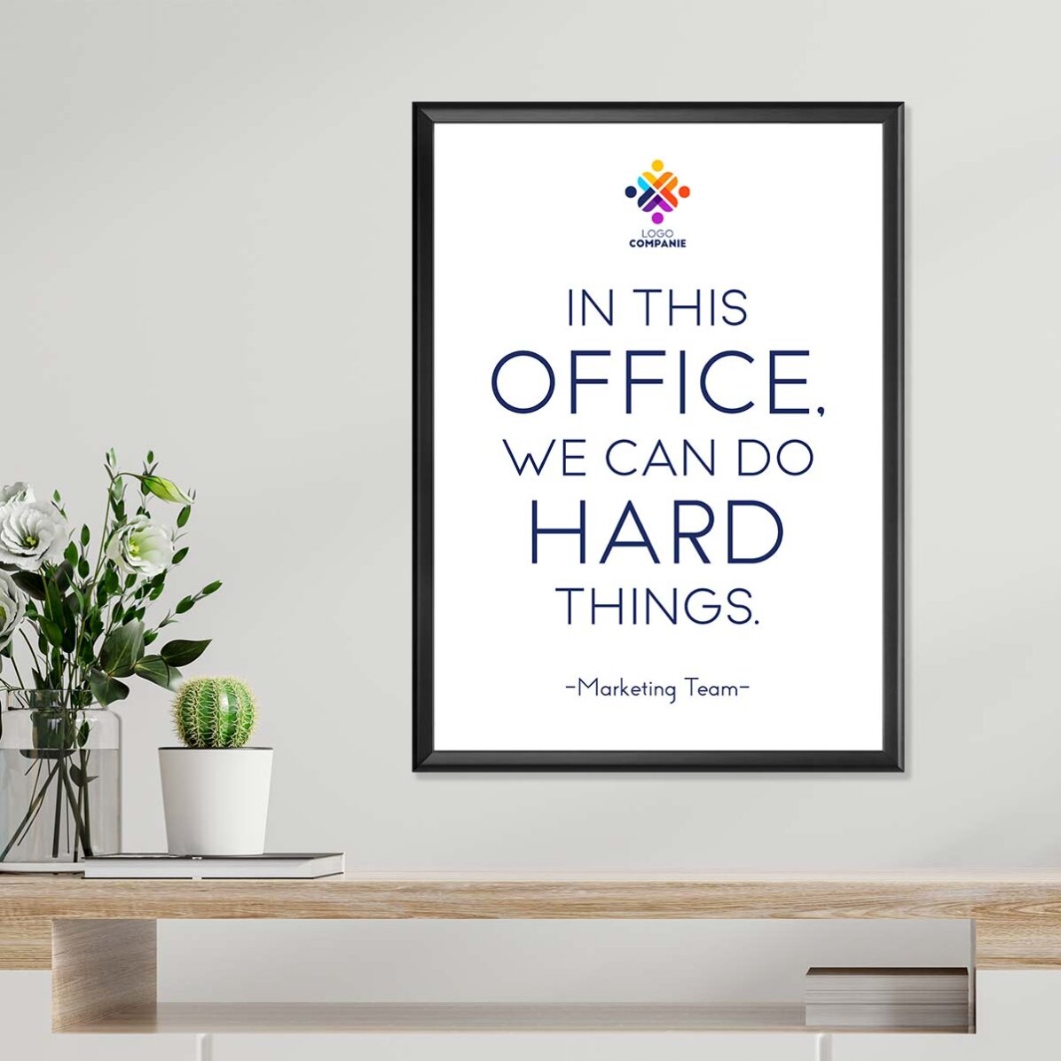 Spersonalizowany plakat z tekstem i logo – Hard Things