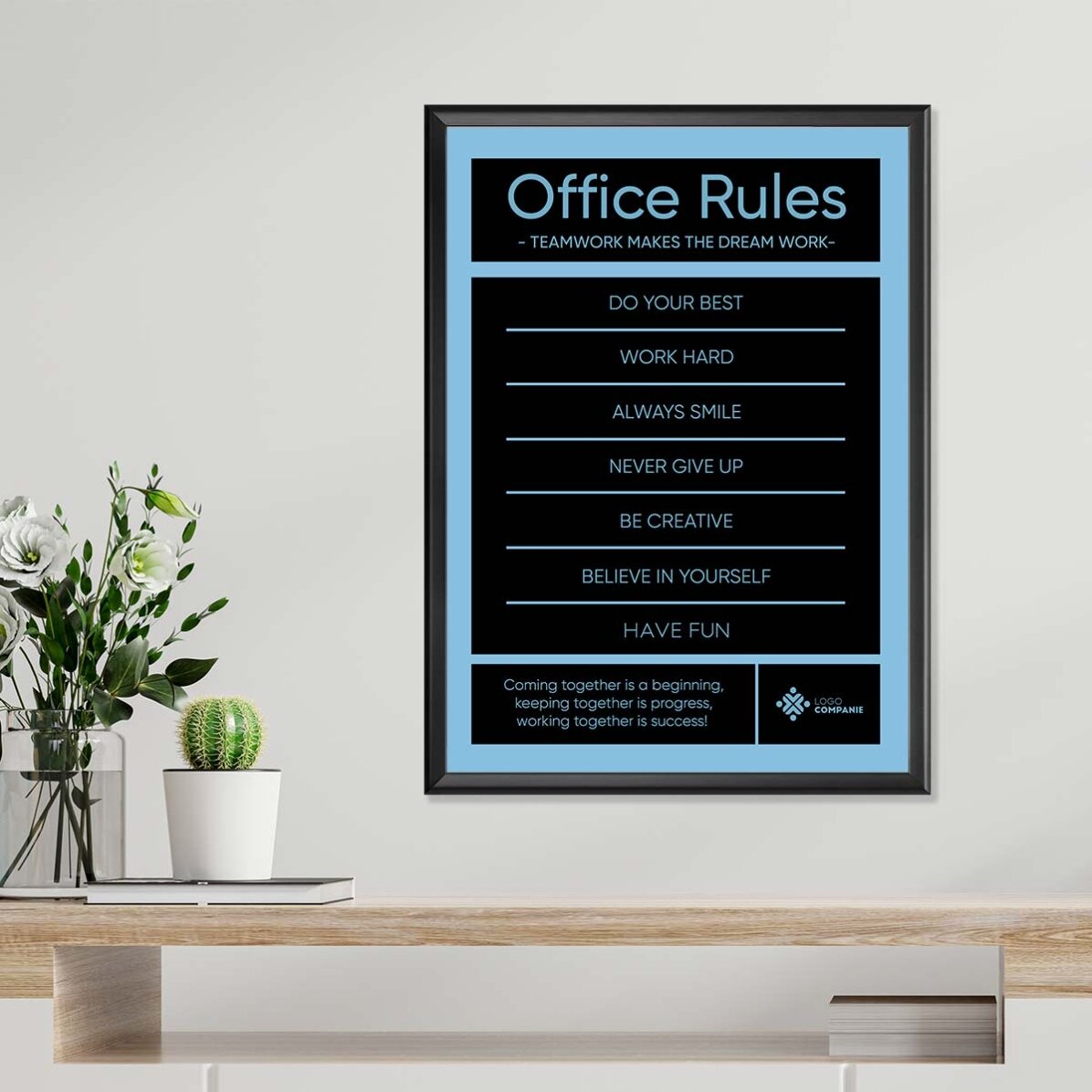 Spersonalizowany plakat z tekstem i logo – Office Rules