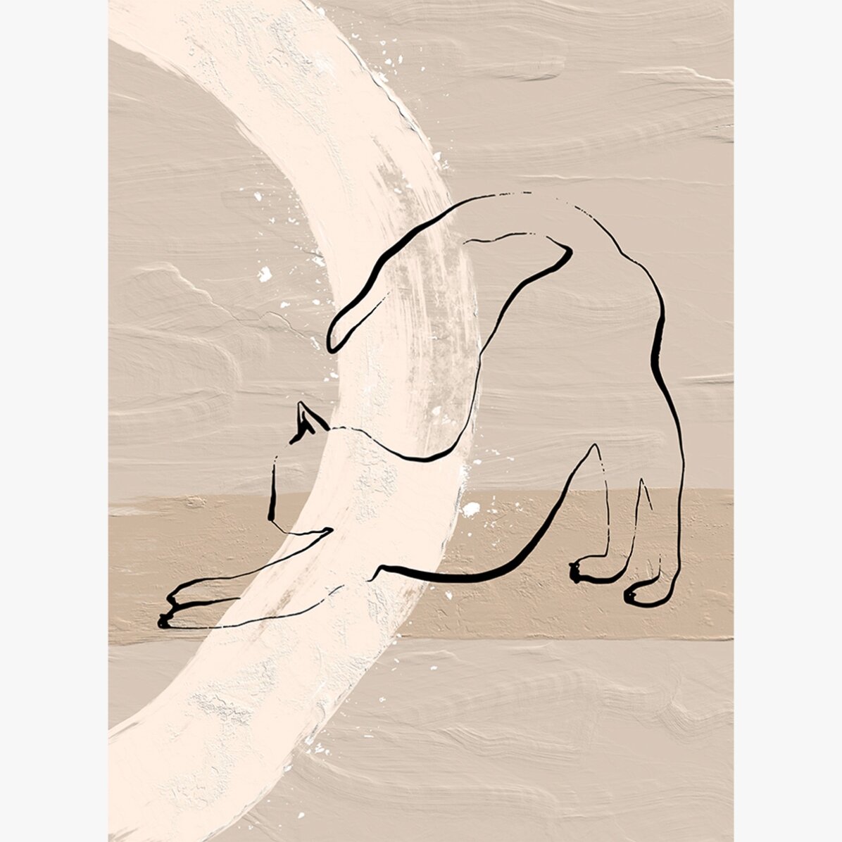 Plakat z minimalistycznym rysunkiem kota w stylu line art