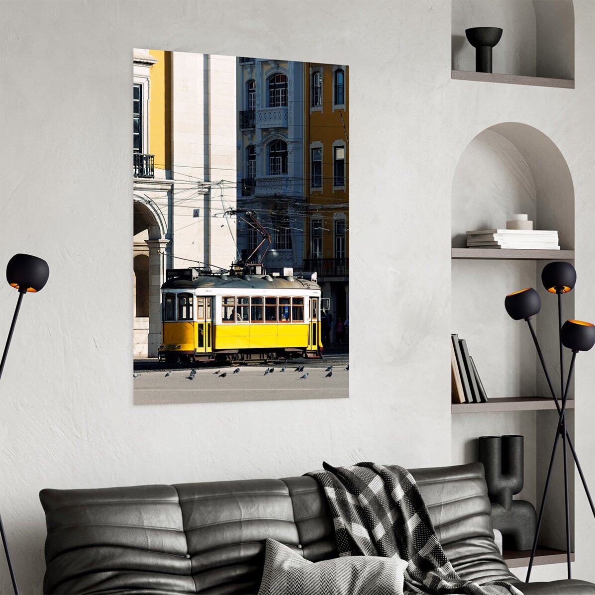 Plakat „Żółty tramwaj w Lizbonie, Portugalia”