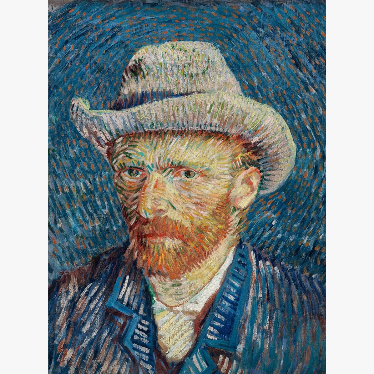 Plakat Vincenta van Gogha, „Autoportret w szarym filcowym kapeluszu”, 1887 r.