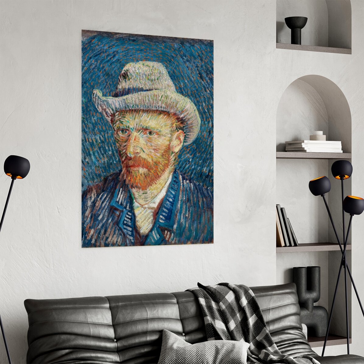 Plakat Vincenta van Gogha, „Autoportret w szarym filcowym kapeluszu”, 1887 r.