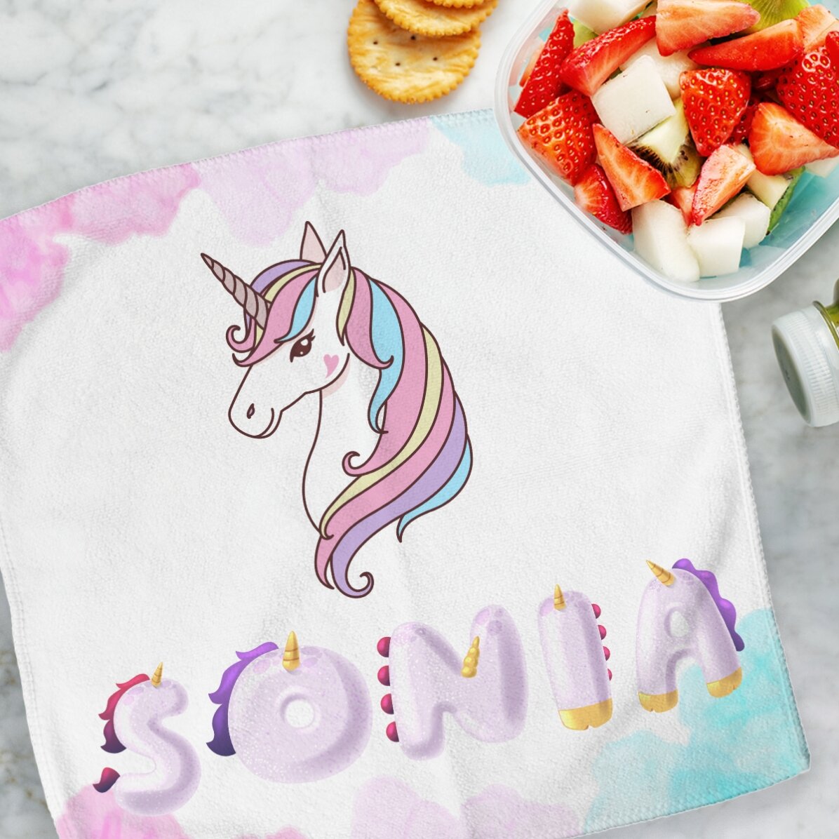Personalised towel with name - Unicorn