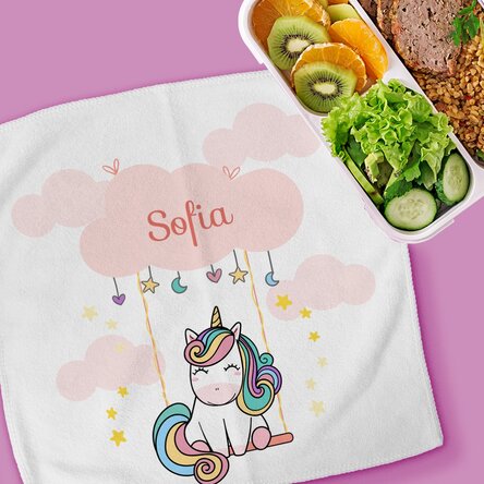 Personalised towel with text for children - Cute Unicorn