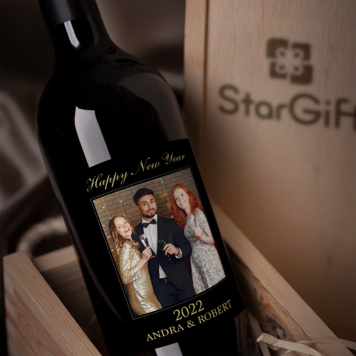Wino z indywidualnym nadrukiem ze zdjęciem i napisem – Happy New Year