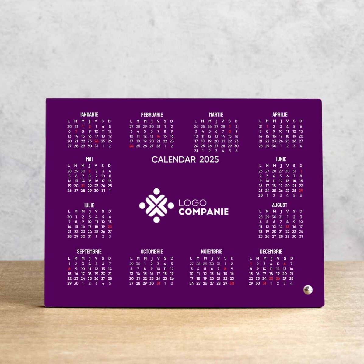 Spersonalizowana ramka na zdjęcia na biurko z logo i kalendarzem