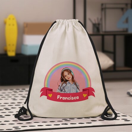 Personalised backpack with a photo and name - Rainbow