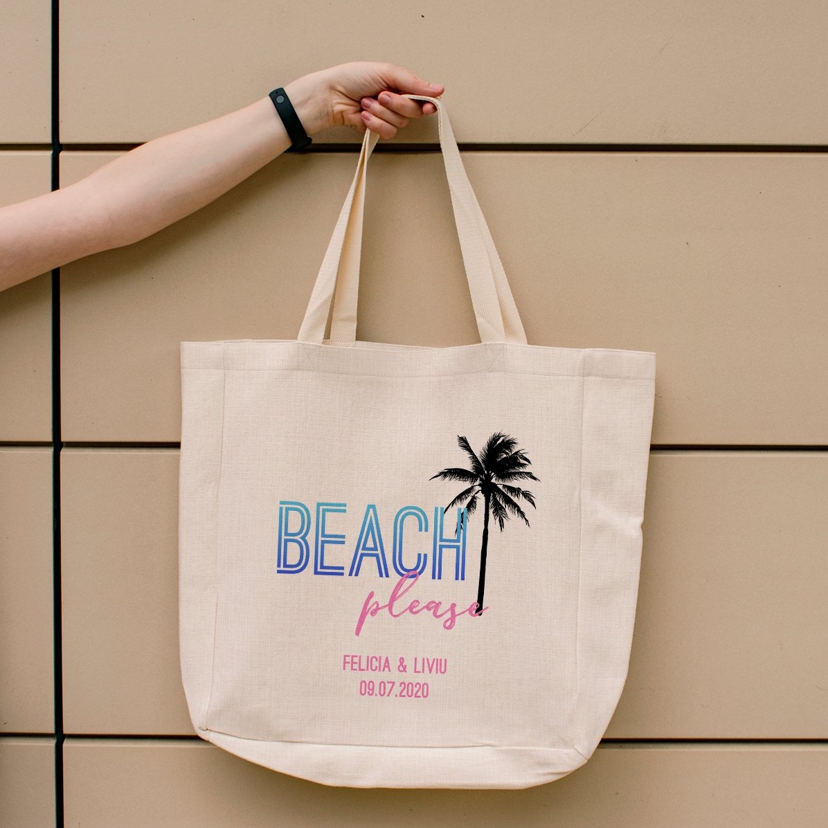 Spersonalizowana torba plażowa z napisem – „Beach please”