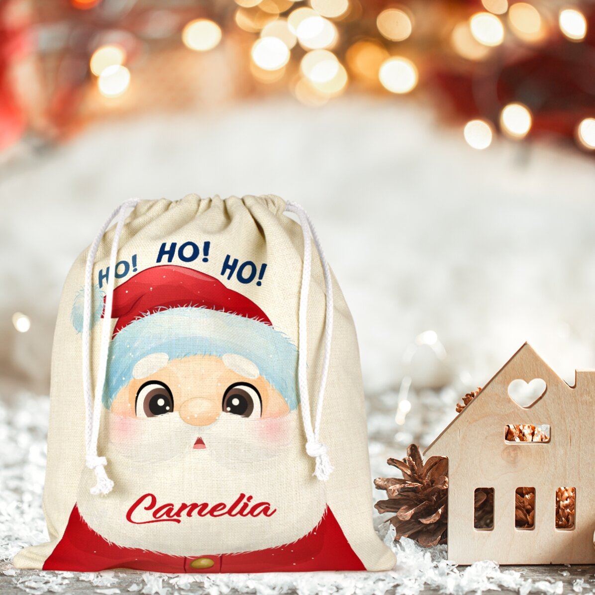 Medium gift bag personalised with name - Santa Claus