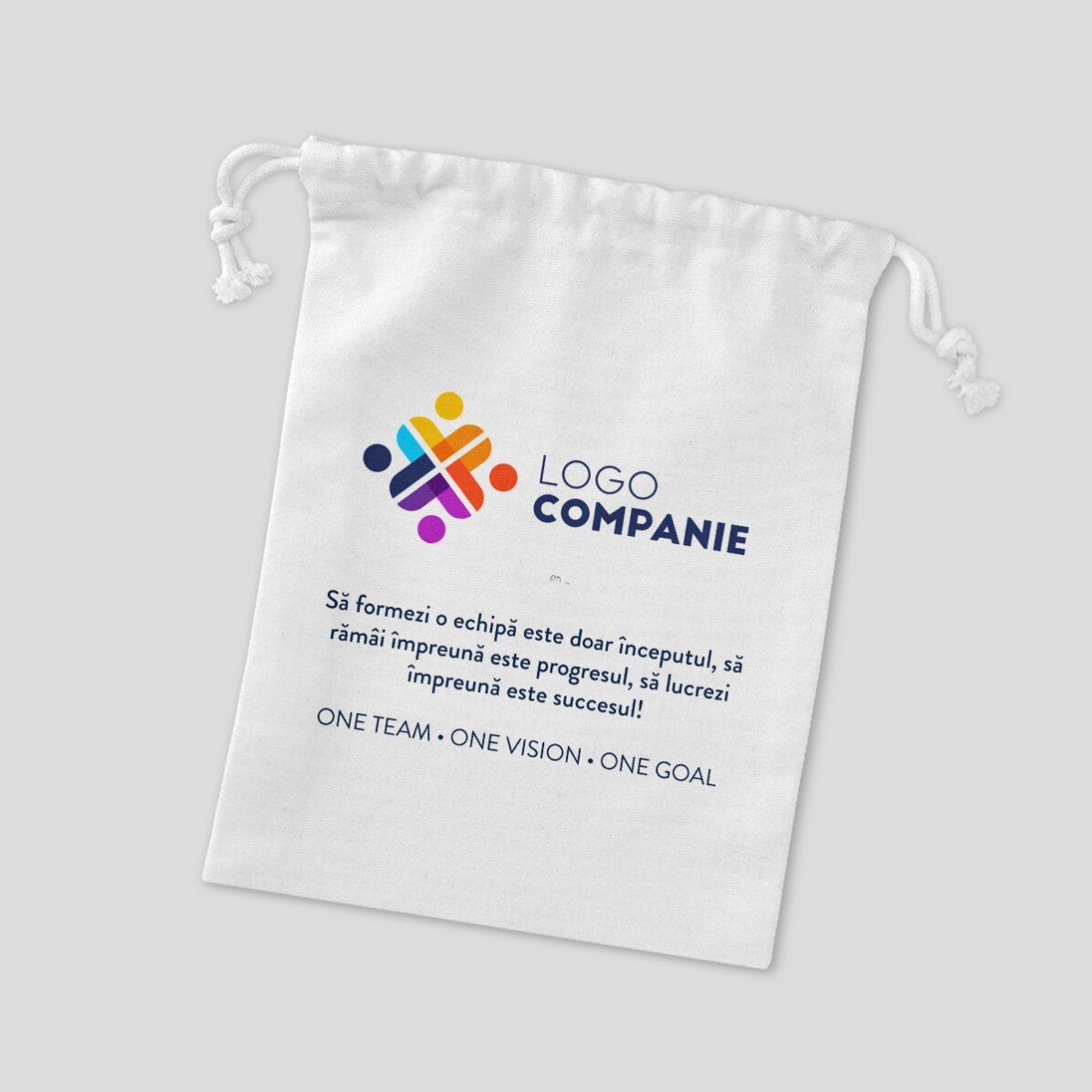 Mała torebka na prezenty z nadrukowanym logo i napisem