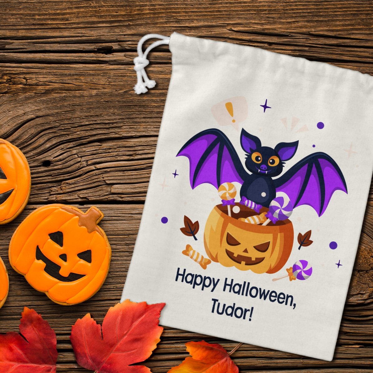 Mała torebka na prezenty z indywidualnym napisem – Halloween
