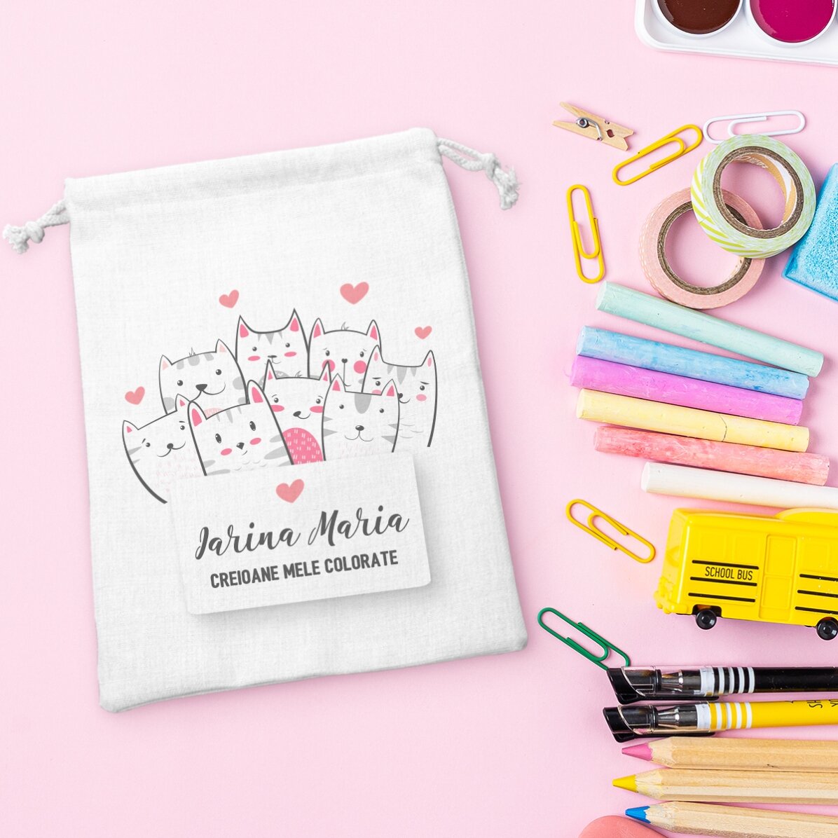 Small personalised bag with text - Kitty