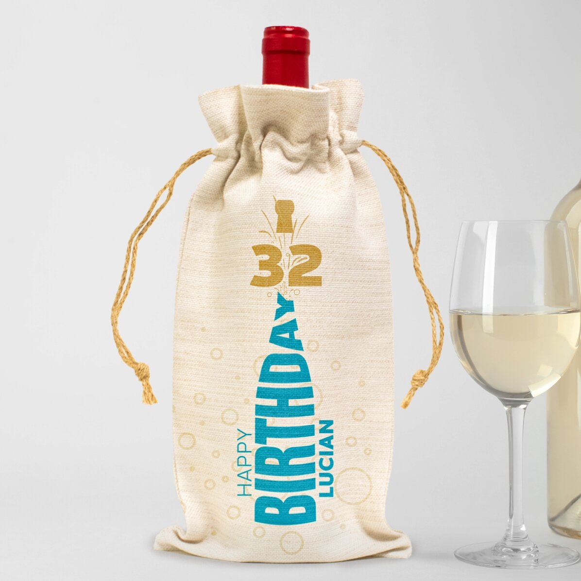 Spersonalizowana torebka na butelkę wina – Happy Birthday