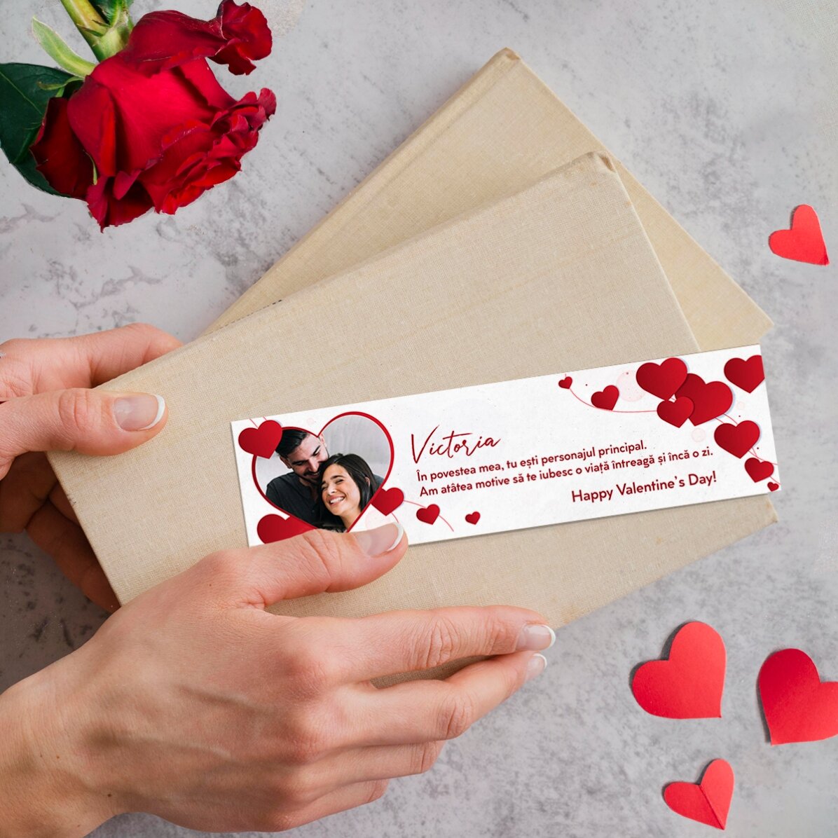 Spersonalizowana zakładka ze zdjęciem i napisem – „I love you”