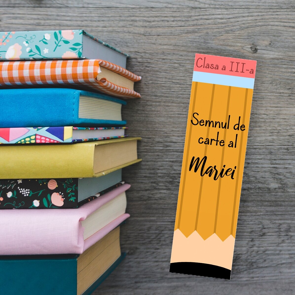 Personalised bookmark with text - Pencil