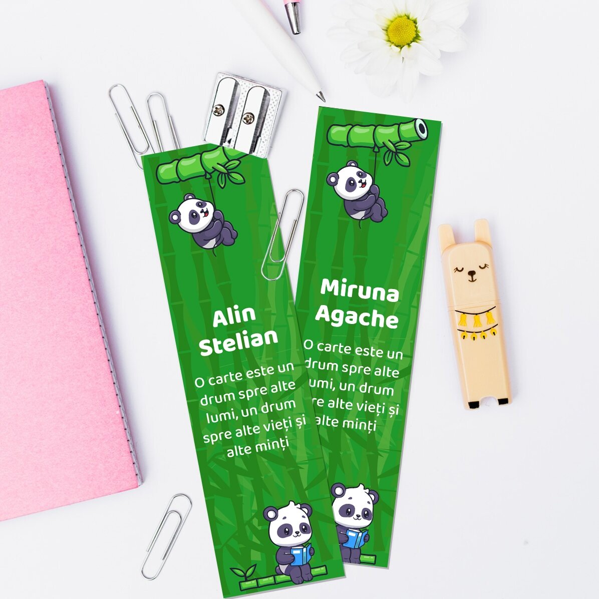 Personalised bookmark with text - Cute Panda