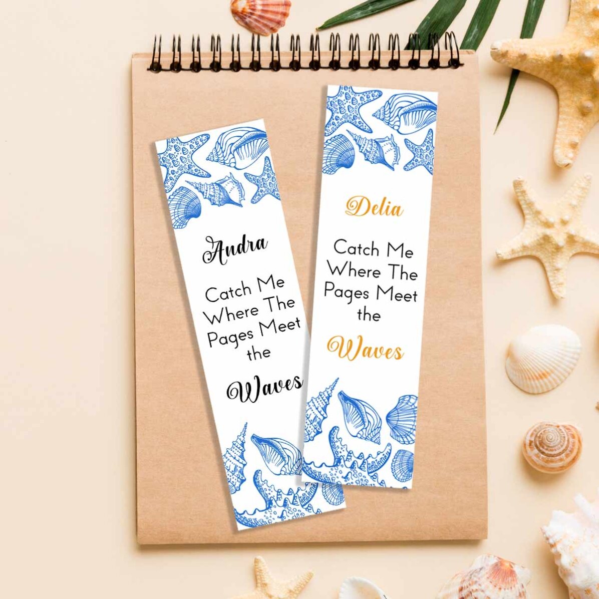 Personalised bookmark with text - Shell