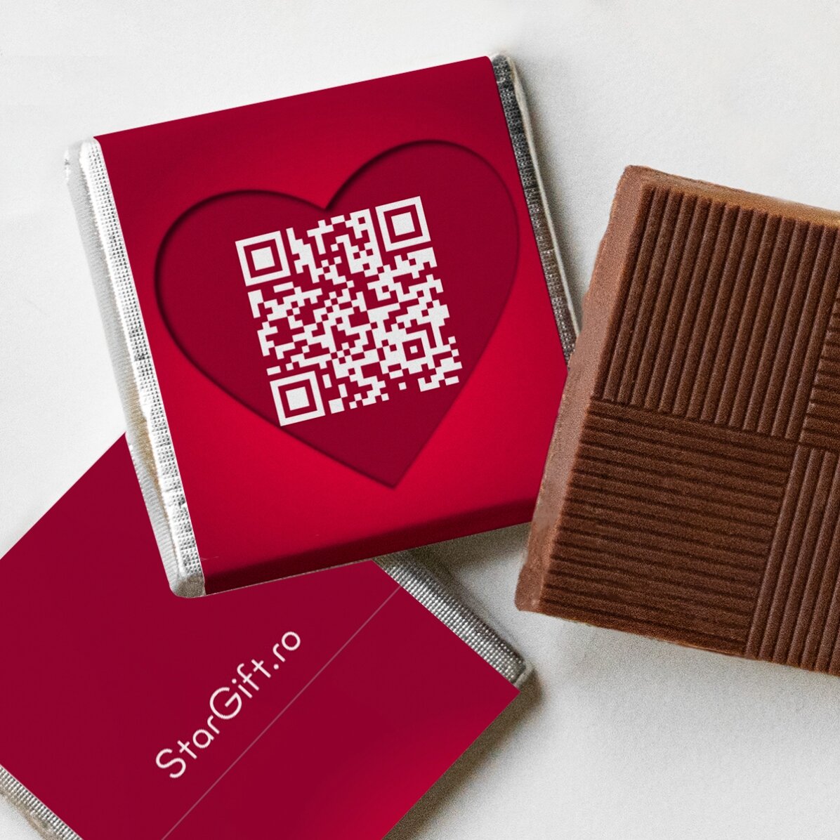 Zestaw 5 mini czekoladek z personalizowanymi zdjęciami, kodem QR i tekstem – Love