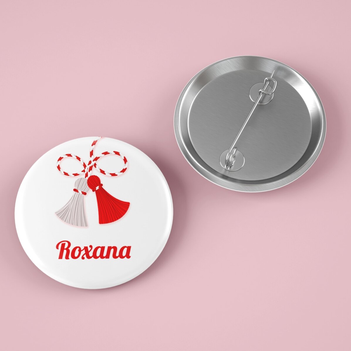 Zestaw upominkowy „martisor” z mini tabliczką czekolady i spinką z imieniem